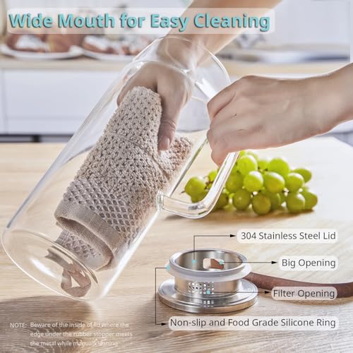 3 Pack 2 Liter 68 oz 2.1 Qt Glass Pitcher with Lid and Handle (3 Count)