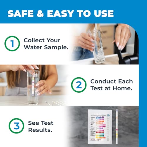 12-in-1 Basic Drinking Water Test Kit – DIY Testing for Hardness, Copper, Nitrate, Fluoride, Iron, and More – City Taps or Well Water – 10-Strips