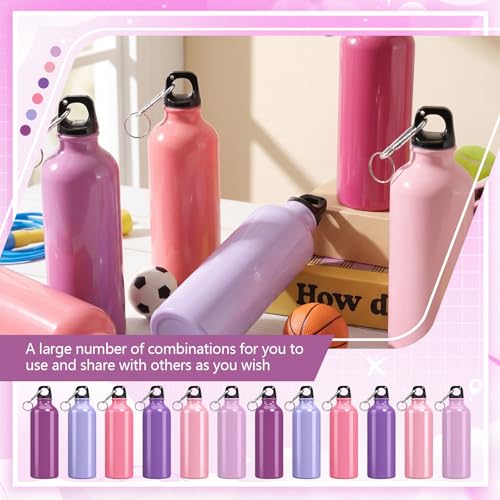 36 Pcs Lightweight Aluminum Water Bottle Bulk 17 oz Leak Proof Bike Water Sports Bottles with Buckle and Twist Cap Team Reusable for Sports Gym Bicycle Camping (36 Count)