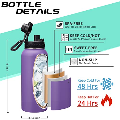 32 oz Water Bottles with Straw & Spout Lid (9 Count)