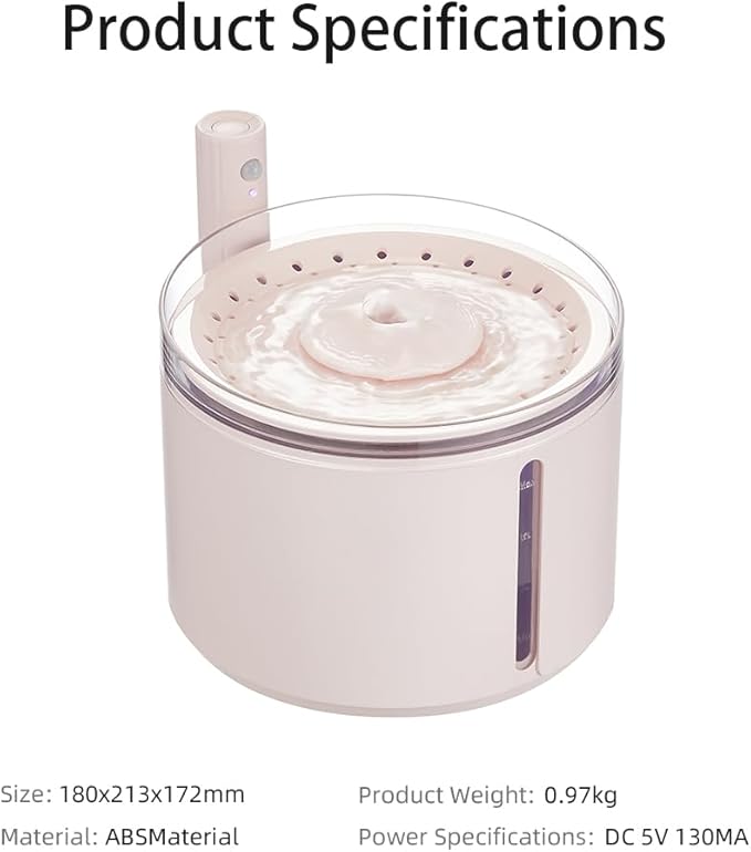 Smart Automatic Pet Water Fountain, 2.2L Cordless with Infrared Sensor, Dual Modes, Ultra-Quiet Pump, Safe for Cats & Dogs (Pink, Infrared Sensor)