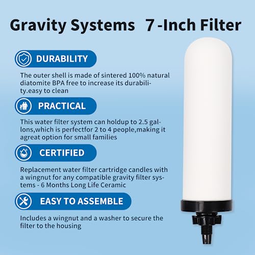 2 PCS 7 inch ceramic water filter Candle with Activated Carbon (2 Count)