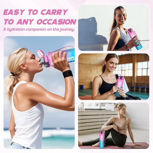 Water Bottle 32 oz Motivational Time Marker Tritan Bottle