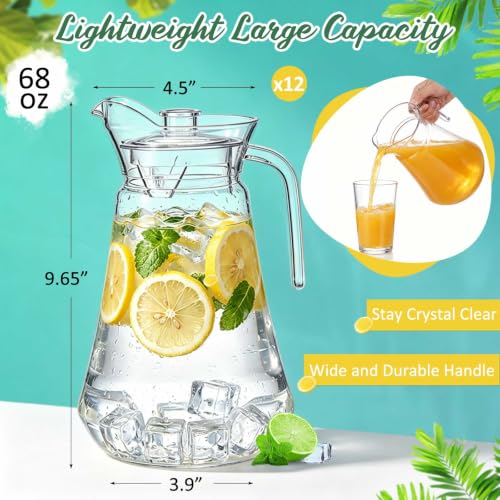 Tessco 12 Pcs Plastic Pitchers 60 Oz Clear Water Beer Jug Large (12 Count)