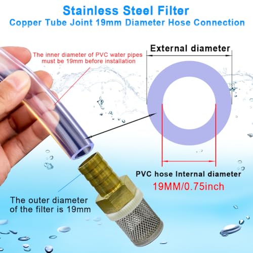 Stainless steel filter copper tube joint 19mm diameter hose connection