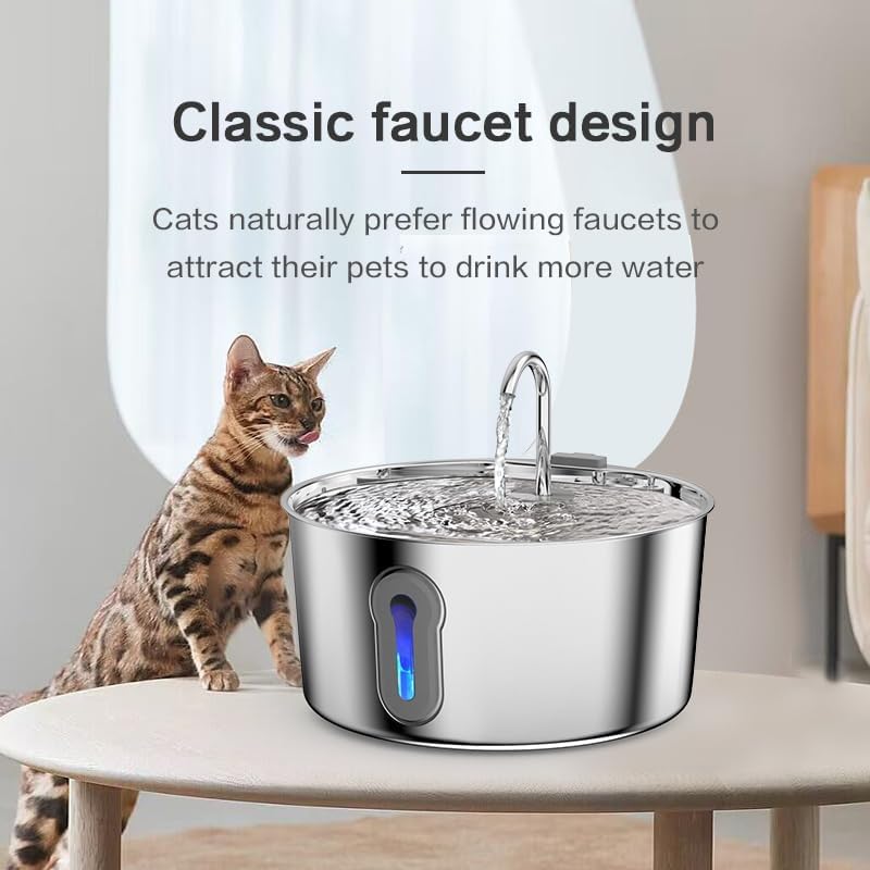 4L 135oz Large Cat Water Fountain Advanced 304 Stainless Steel with Detachable Tank (135 Ounce)