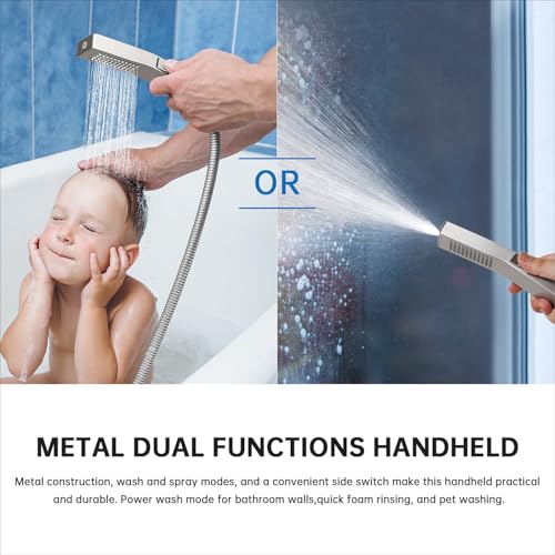 All Metal 14 Inches Rainfall Shower Head with Handheld Combo