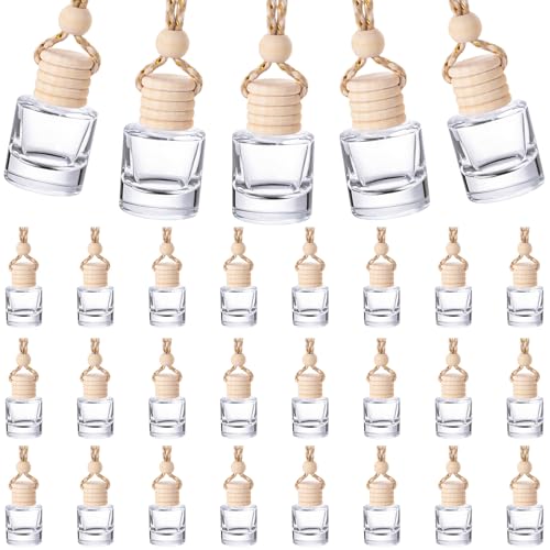 600 Pieces Hanging Car Diffuser Air Freshener Bottle Bulk Empty Glass Refillable Perfume Bottles Oil Diffuser Aromatherapy Pendant for Auto Interior Ornaments Decor (600 Count)