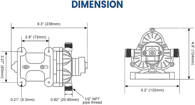 T33 Automatic On-Demand Diaphragm Pump 115Vac, 4.0GPM, 45PSI, Industrial Water Pressure Pump for Kitchen, Bathroom, RV, Marine Yacht, Caravan, Garden