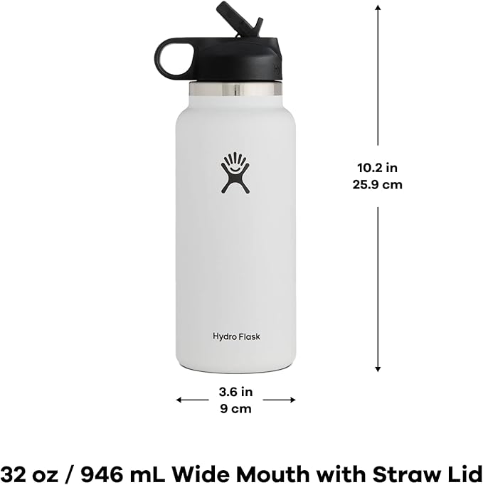 Hydro Flask 32 oz Wide Mouth Straw Lid Black