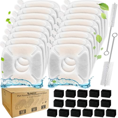 34 Pcs Cat Water Fountain Filters Replacement Compatible with VEKEN 95oz