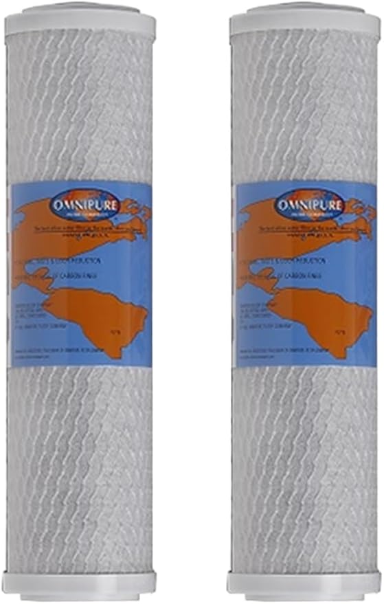 IPW Industries Inc. – Omnipure (OMB934-MAX5) 5 Micron Carbon Block Water Filter Cartridge – Reduces Chlorine, Odor, and Taste - 9.75" x 2.75" (2-PACK) - AquaVibe