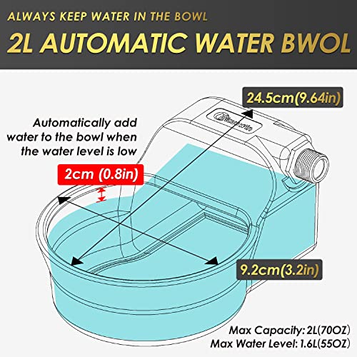 Automatic Dog Water Bowl Dispenser Patented 70OZ Water Dispenser for Dogs 2L Water Bowl Fit 3