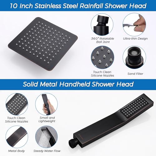 All Metal 10 Inches Rainfall Shower Head with Handheld Combo
