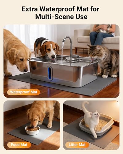 3.17Gal 12L Dog Water Fountain with Silicone Mat & 3 Filters for Dogs Cats (405.82 Ounce)