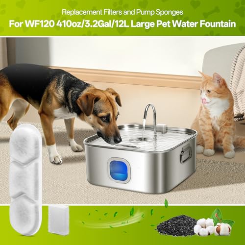 12 Pack Dog Water Fountain Replacement Filters for 410oz