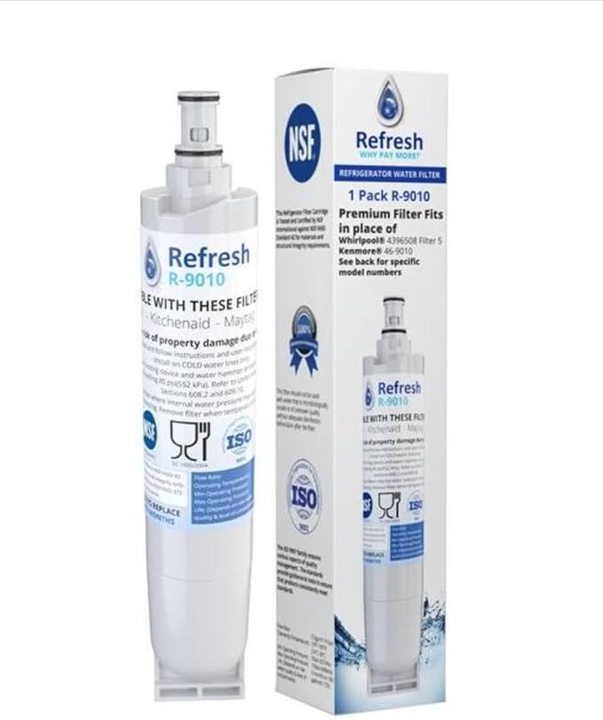 Refresh R-9010 Refrigerator Water Filter, Compatible with Kenmore 46-9010, 469010, 9010, 46-9085, AquacrestAQF-4396508, Aquafresh WF285 and IcePure RFC05000A