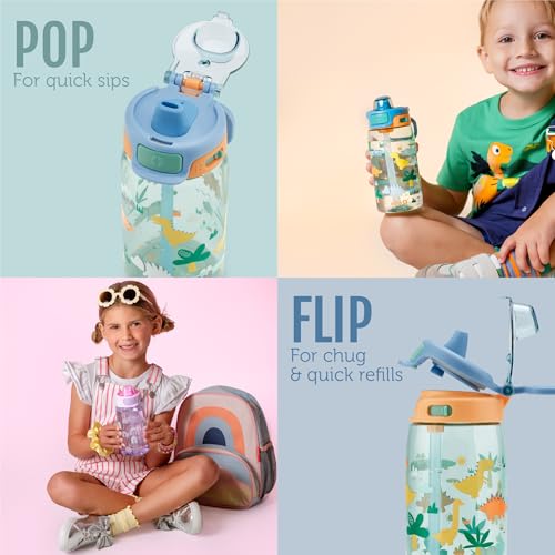 Kids Pop & Fill 16oz Tritan Plastic Water Bottle with Quick Fill Technology