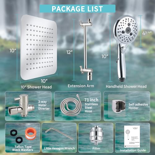 10'' Dual 20 Stage Filtered Shower Head with Handheld