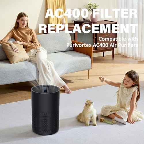 4 Pack AC400 Air Purifier Filter Replacement for Purivortex AC400 Air Purifier (4 Count)