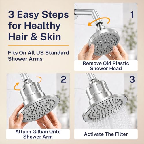 Gillian Filtered Shower Head for Hard Water