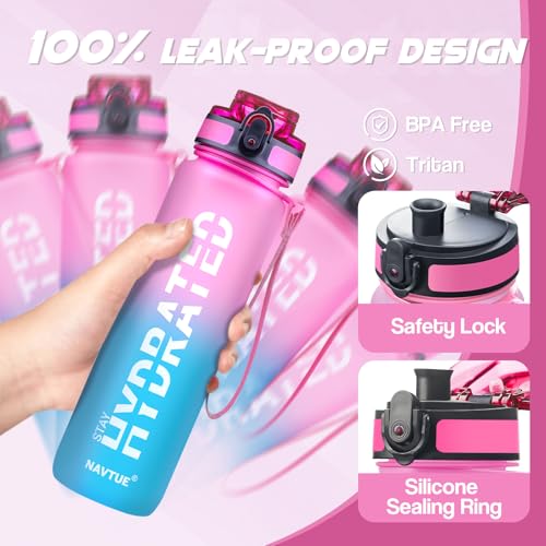 Water Bottle 32 oz Motivational Time Marker Tritan Bottle
