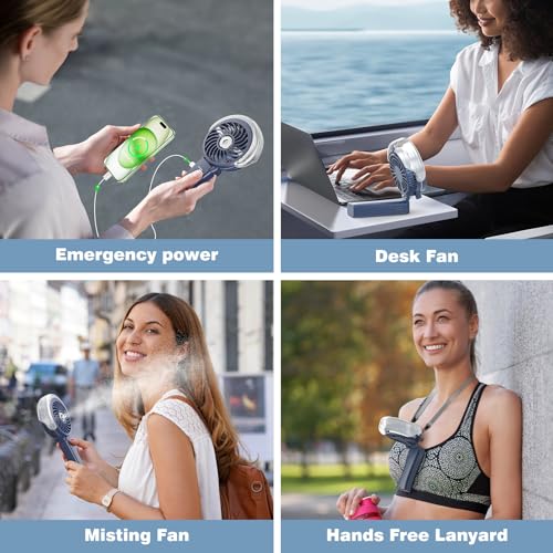 4000mAh Upgraded Handheld Misting Fan