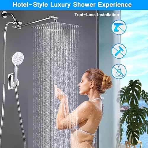 Shower Head 10" High Pressure Rain shower head with Handheld Spray Combo