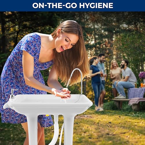 7+ Gal Portable Hand Wash Station with Wheels & Foot Pump