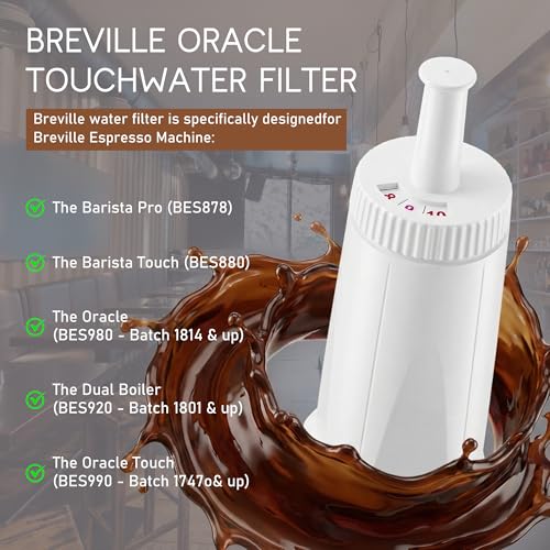 Water Filter Fit for Breville Espresso Barista Touch BES880 BES980 (2 Count)