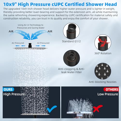 10'' Rain Shower Head with 16'' Extension Arm