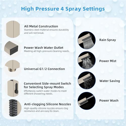 All Metal CUPC Certified 10'' Rainfall Shower Head