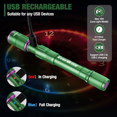 Rechargeable Pen Flashlight with UV and White Light