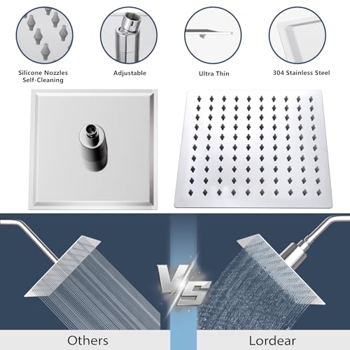 Filtered Shower Head 8 Inch Stainless Steel Square Shower Head