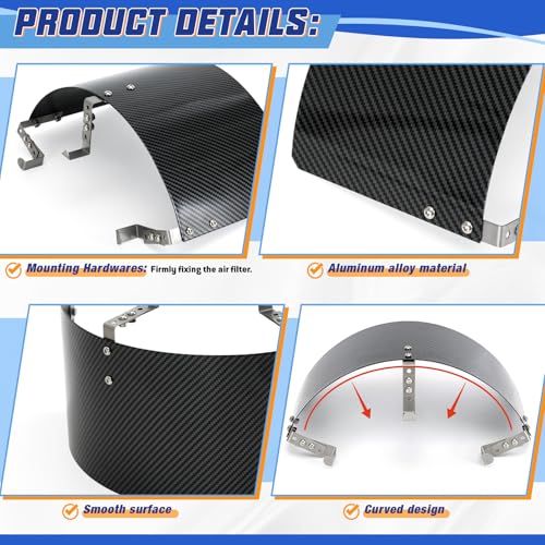 PTNHZ Universal Stainless Steel Air Intake Filter Cover Heat Shield Fits for 2.5