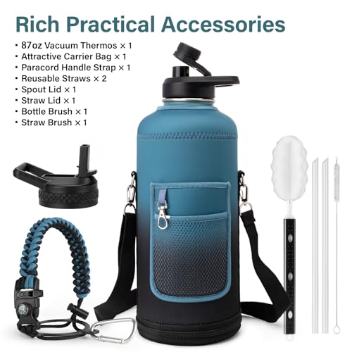 Insulated Water Bottle with Portable Carrier Bag for Outdoor 87 oz