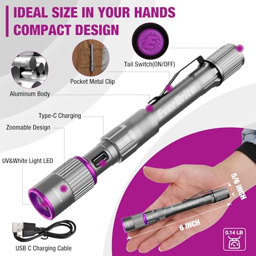 Rechargeable Pen Flashlight with UV and White Light