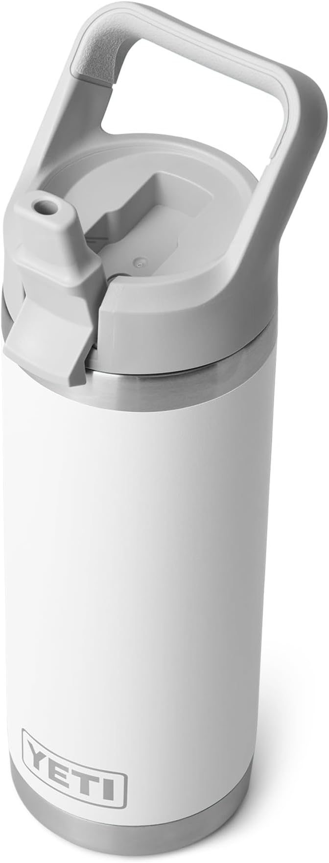 YETI Rambler 18 oz Bottle, Vacuum Insulated, Stainless Steel with Color Matching Straw Cap, White
