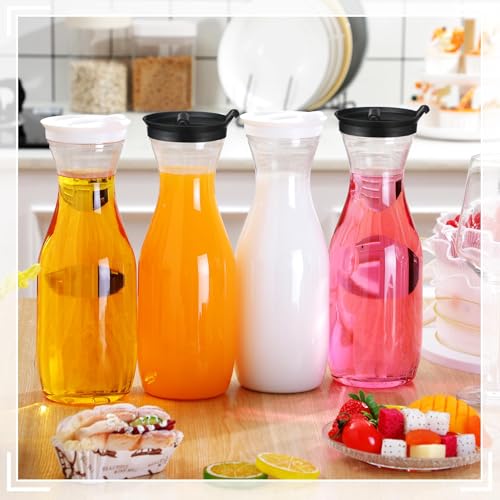 24 Pcs Plastic Water Carafe with Lid 32 Oz Clear (24 Count)