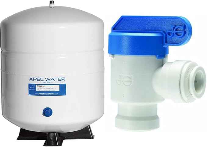 APEC Water Systems Tank-4 4 Gallon and John Guest 3/8 Inch O.D. Tube Size x 1/4 Inch NPTF Speedfit to Female Shut Off Valve Bundle