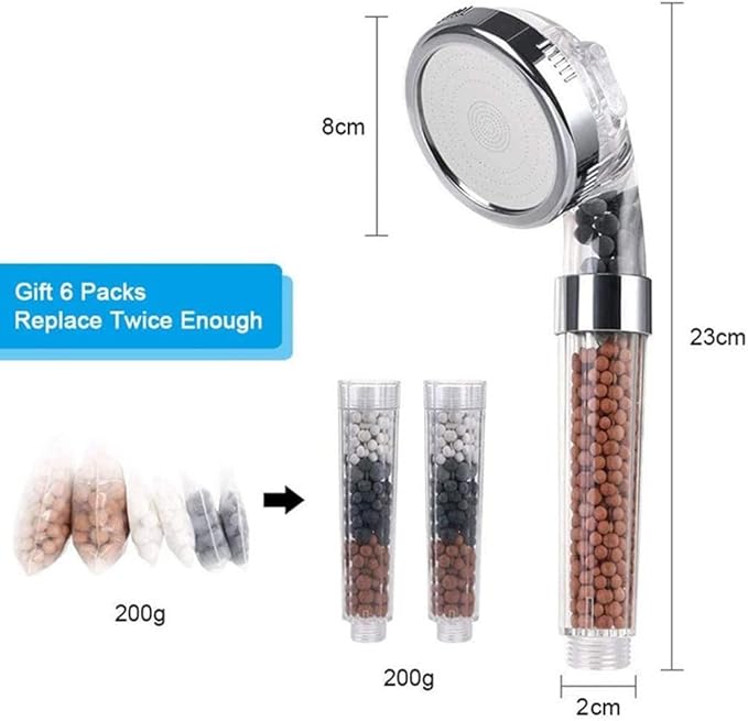 3 Modes Water Saving Shower Heads, Filter for Hard Water with Douche Nozzle,Removable,High Pressure, Bathroom Accessories for Home and Gym