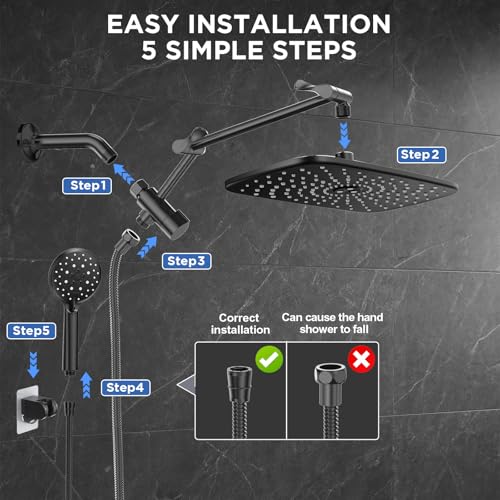 11.8" High Pressure Shower Head with Handheld