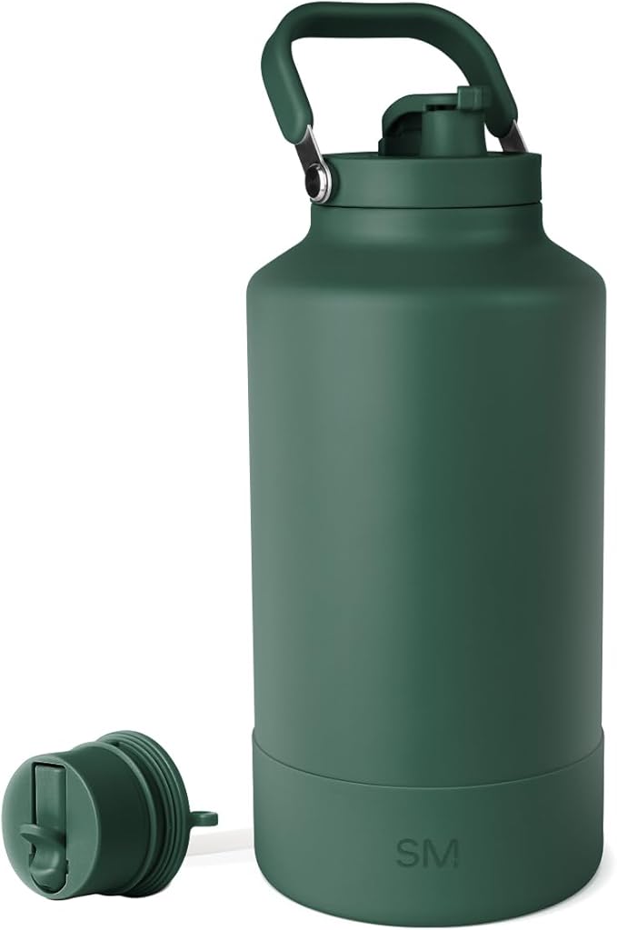 Simple Modern Trek Pivot | Gallon Water Bottle Jug with Handle & Boot | Interchangeable Straw & Chug Lids | Large Insulated Stainless Steel | Sports Camping Outdoors | 128oz, Forest