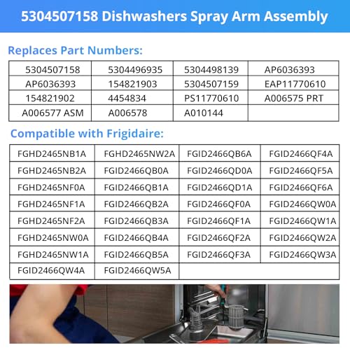 5304507158 Dishwashers Spray Arm Assembly Fit for Frigidaire Dishwashers