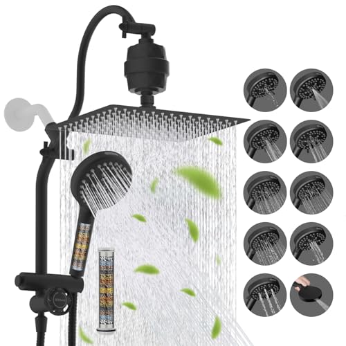 12" Dual Filtered 10" Rainfall Shower Head with Handheld 10