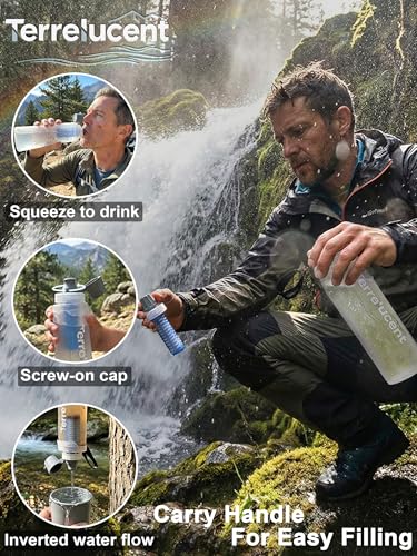 Collapsible Water Filter Bottle with Carabiner