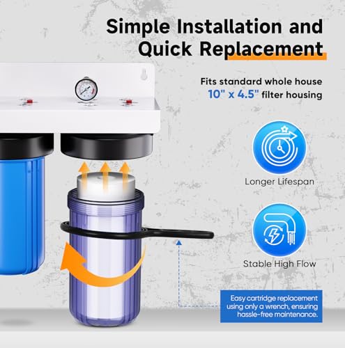 5 Micron 2 Stage Whole House Water Filter System for Municipal Water