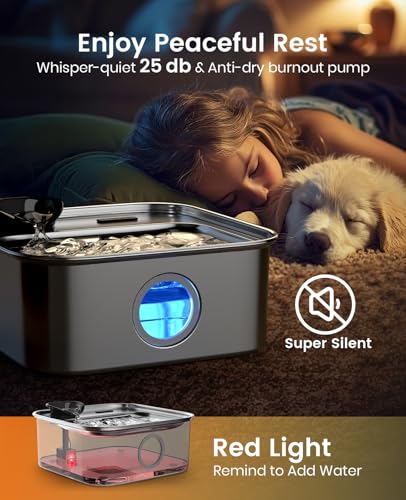 10L 2.6Gal Dog Water Fountain for Large Dogs