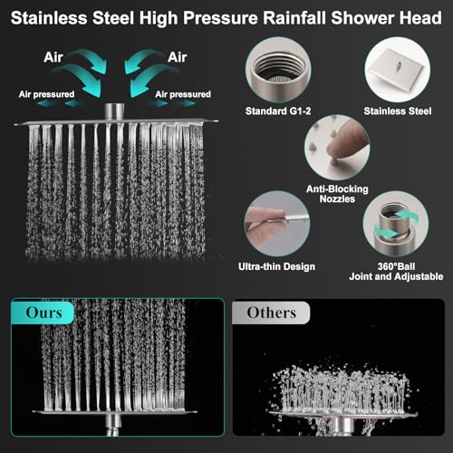 All Metal 12 Inch Rain Shower Head with Handheld Spray Combo
