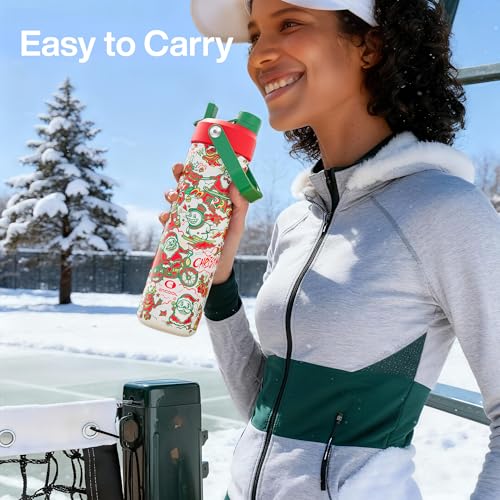 Christmas Insulated Water Bottle with Straw
